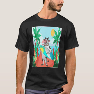 Camiseta Vaca engraçada férias de verão praia surfando féri
