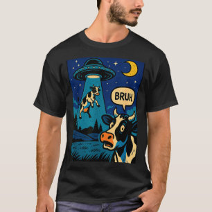 Camiseta Vaca engraçada Meme Ufo Alien Zoológico Meninos Me