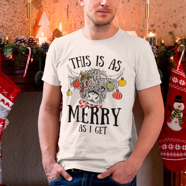 Camiseta Vaca Engraçada nas Terras do Natal (funny christmas highland cow t-shirt)
