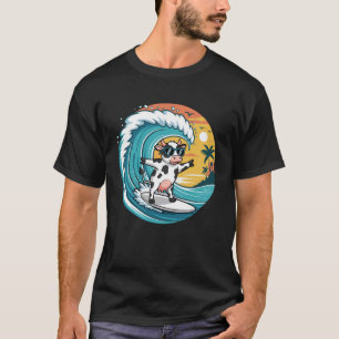 Camiseta Vaca Engraçada Prancha de Surf Praia Verão Surfe A