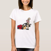 Vaca engraçada que empurra desenhos animados