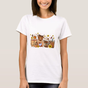 Camiseta Vaca Escocesa Cupão De Girassol Vibas Café Lover 1
