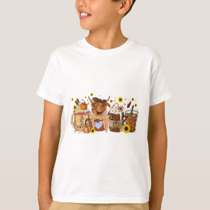 Camiseta Vaca Escocesa Cupão De Girassol Vibas Café Lover 1
