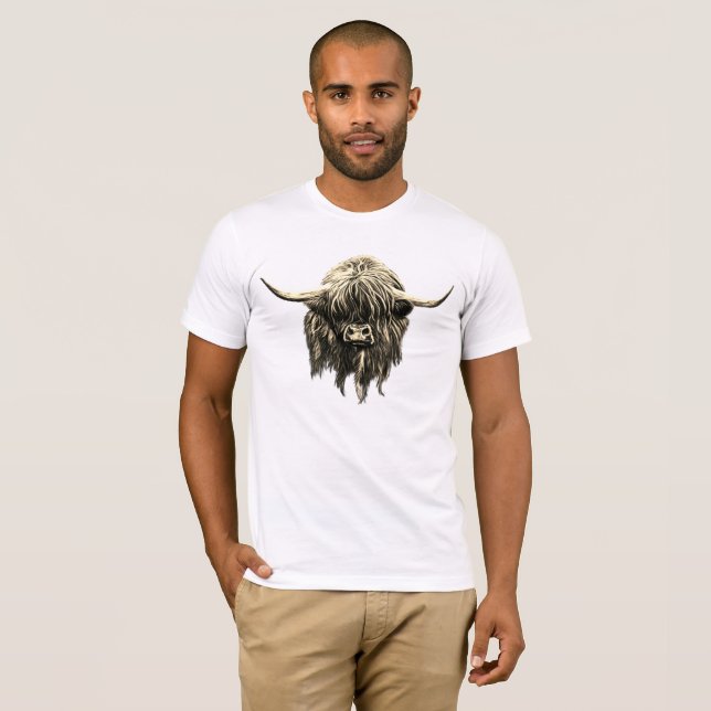 Camiseta Vaca escocesa das montanhas (Frente Completa)