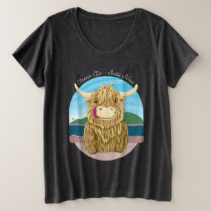 Camiseta Vaca escocesa das montanhas com cabelo salgado do