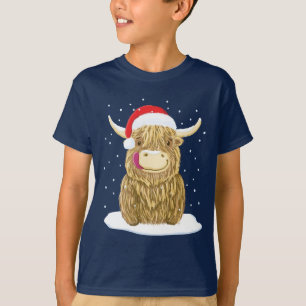 Camiseta Vaca escocesa das montanhas na neve do Natal