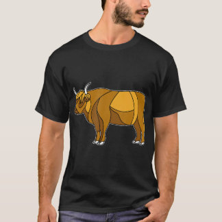 Camiseta Vaca Escocesa Peluda Vidro Pintado Vaca das Terras