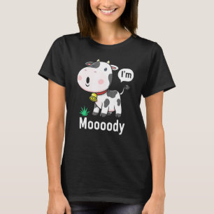 Camiseta Vaca Estampa Moooody Desculpe Um Pouco Mal Humorad
