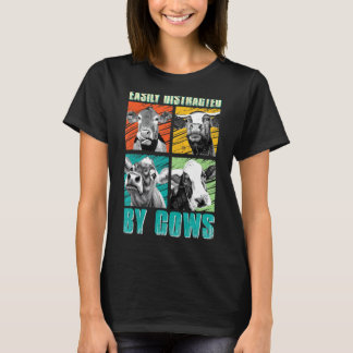 Camiseta Vaca Facilmente Distraída Por Vacas