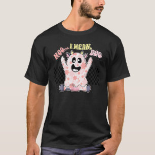 Camiseta Vaca Fantasma Groovy Fofa Moo Quer Dizer Boo Abóbo