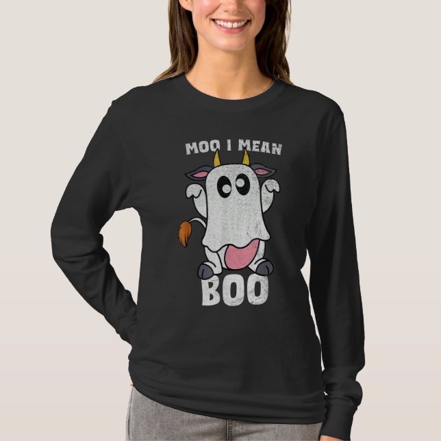 Camiseta Vaca Fantasma Moo Quer Dizer Boo Dia das Bruxas Va (Frente)