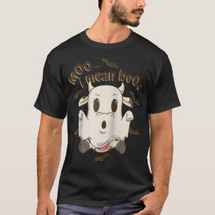 Camiseta Vaca Fantasma Moo Quero Dizer Boo Abóbora Lua Hall