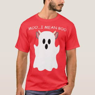 Camiseta Vaca Fantasma Moo Quero Dizer Boo Pumpkin Moon Hal