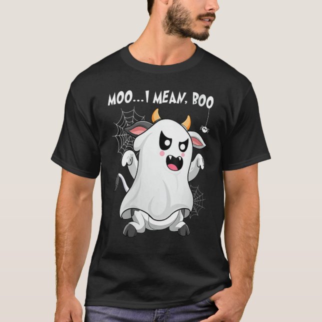 Camiseta Vaca Fantasma Moo Quero Dizer Boo  Vaca Fantasma D (Frente)