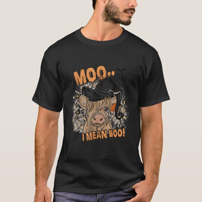 Camiseta Vaca Fantasma Muge Eu Quero Dizer Abóbora Lua Hall (Frente)