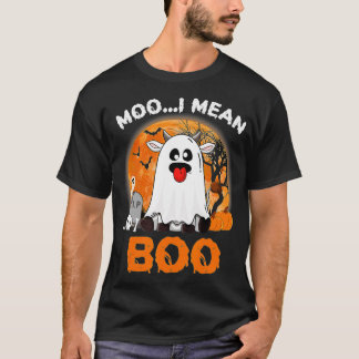 Camiseta Vaca Fantasma Quero Dizer Boo Pumpkin Moon Hallowe