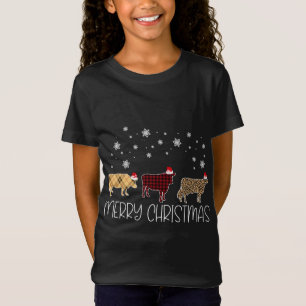 Camiseta Vaca Feliz de Natal Xadrez Cuja Gama Leopardo X-Ma