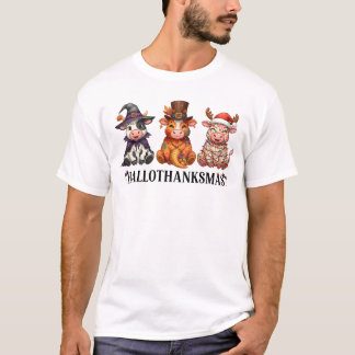 Camiseta Vaca Feliz do Hallothanksmas das Terras Altas