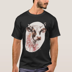 Camiseta Vaca Flor de Cerejeira Japonesa Sakura Aquarela Fa