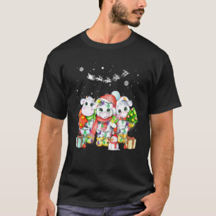 Camiseta Vaca Fofa Chapéu Papai Noel Luzes de Natal Vaca Na