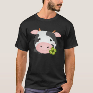 Camiseta Vaca fofa com folha c para fãs de fazenda