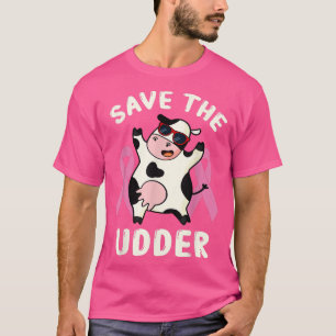 Camiseta Vaca Fofa De Consciência Do Cancer Mama Salva Os U