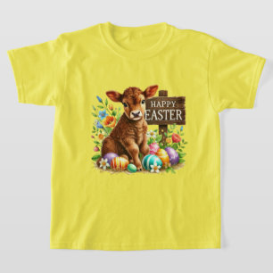 Camiseta Vaca fofa de Páscoa feliz