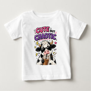 Camiseta Vaca fofa mas caótica com café com gelo