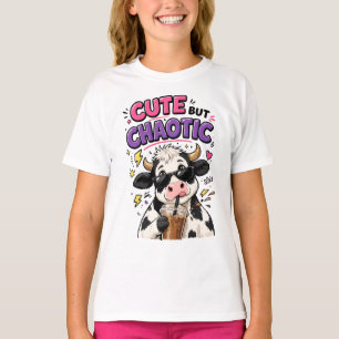 Camiseta Vaca fofa mas caótica com café com gelo