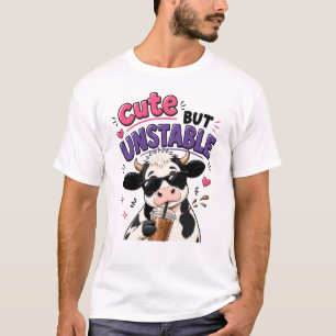 Camiseta Vaca fofa mas instável com café gelado