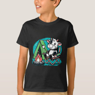 Camiseta Vaca Fofa No Acampamento Divertido S'more Camping