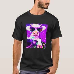 Camiseta Vaca Gado DJ Festa Clube Discotecário Gif EDM Danç