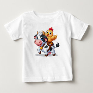 Camiseta vaca/galinha de desenho animado