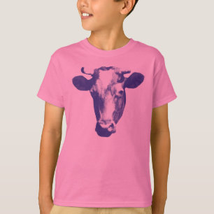 Camiseta Vaca Gráfica em Arte Pop Roxa