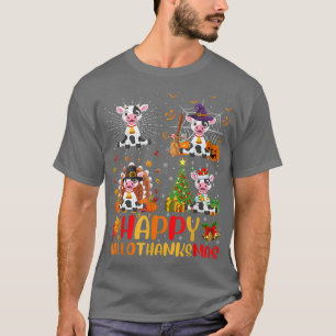 Camiseta Vaca Hallothanksmas Halloween Natal de Ação de Gra