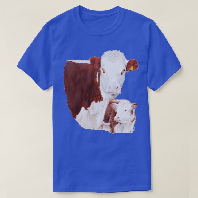 Camiseta Vaca Hereford com pintura de vitelo (Frente do Design)