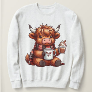 Camiseta Vaca Highland Adorável Aproveitando Bebidas Cozinh