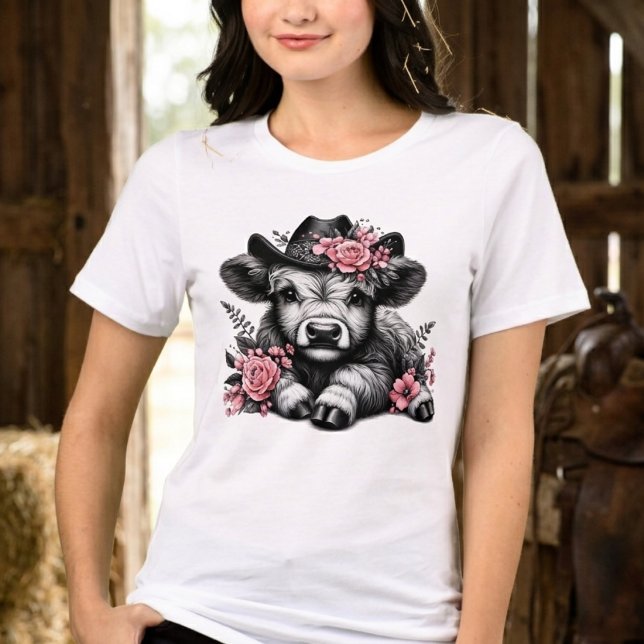 Camiseta Vaca Highland Cowgirl Fofa  (Criador carregado)