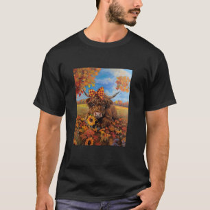 Camiseta Vaca Highland de Outono Aconchegante com Laço e Gi