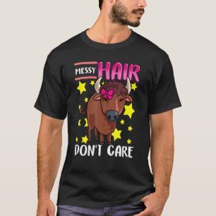 Camiseta Vaca Highland Feminina Laço Borboleta Cabelo Desgr