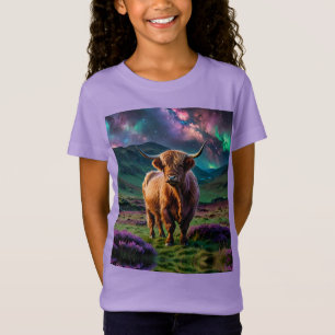 Camiseta Vaca Highland Sob As Estrelas