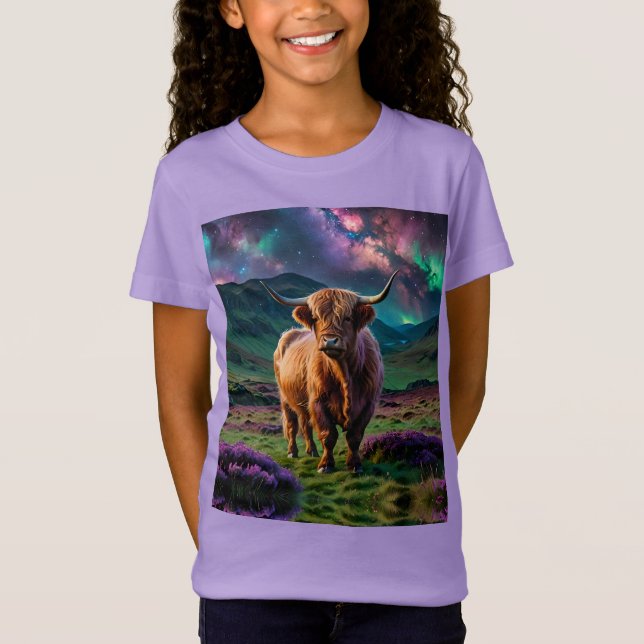 Camiseta Vaca Highland Sob As Estrelas (Frente)