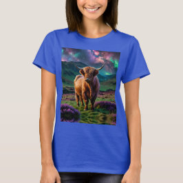 Camiseta Vaca Highland Sob As Estrelas