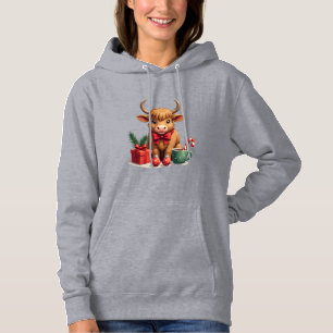 Camiseta Vaca Highlanders de Natal Vintage com Presente de