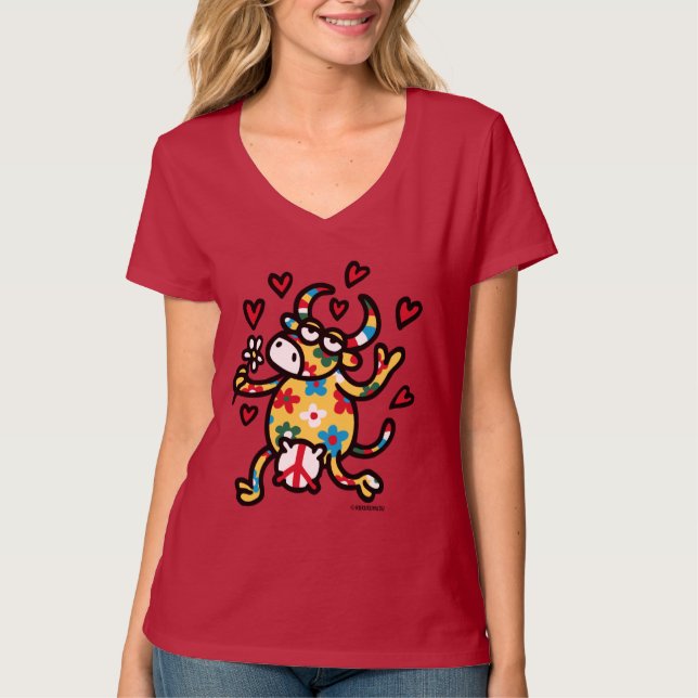 Camiseta Vaca Hippy (Frente)