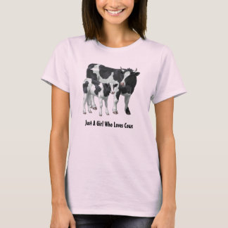 Camiseta Vaca Holstein e Bezerro Fofo Personalize Seu Texto