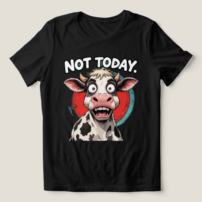 Camiseta Vaca Humorística De Cartoon Com Expressão Cômica (Design frontal)