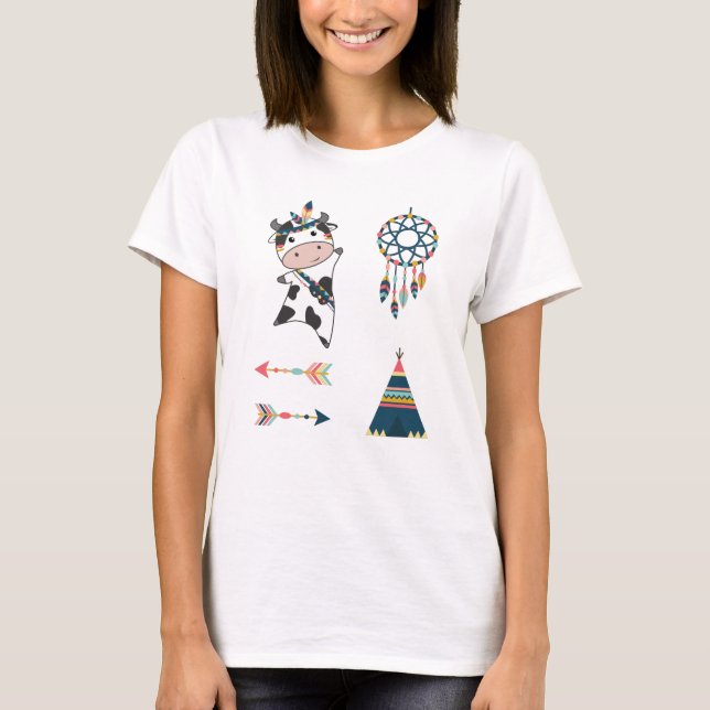 Camiseta Vaca índia Pasta de Cabeça de Morte Dicas (Frente)