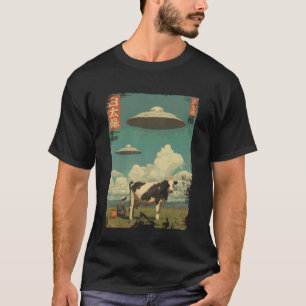 Camiseta Vaca japonesa vintage engraçada prestes a ser abdu