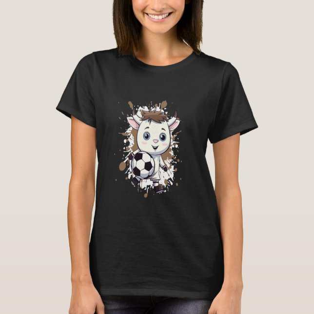 Camiseta Vaca Jogando Futebol Quadrinho Fofo (Frente)